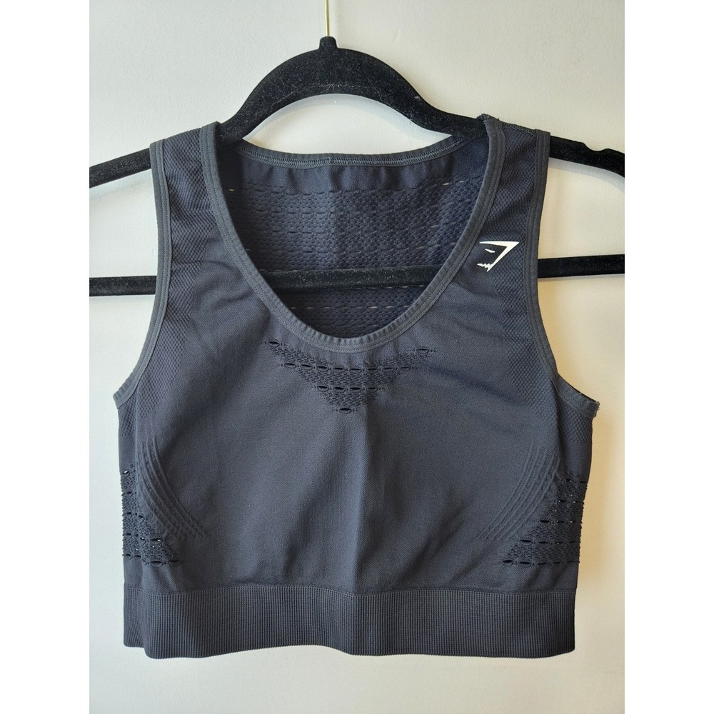 Gymshark Seamless Sports Bra Crop Tank Black Women's Activewear Sz Small No Size